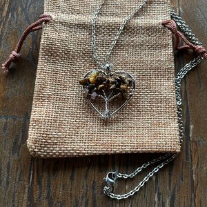 Tigers Eye Heart Necklace Tigers Eye Pendant Crystal Heart Necklace Tiger Eye